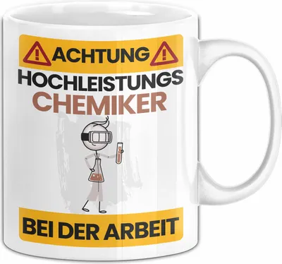 Produktbild von Chemiker Tasse Geschenk Lustiger Spruch Geschenkidee für Chemiker Achtung Hochleistungs Chemiker Bei Der Arbeit (Weiß)