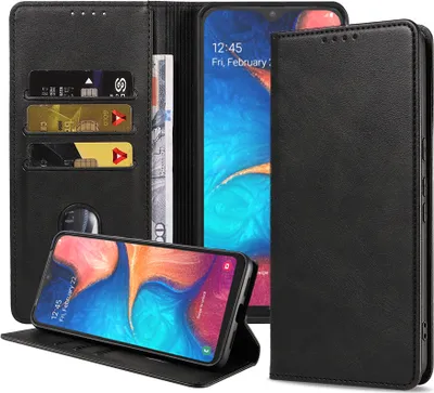 Produktbild von Smartphonica Samsung Galaxy A20E kunstleren hoesje met  magnetische sluiting en pashouders book case - zwart