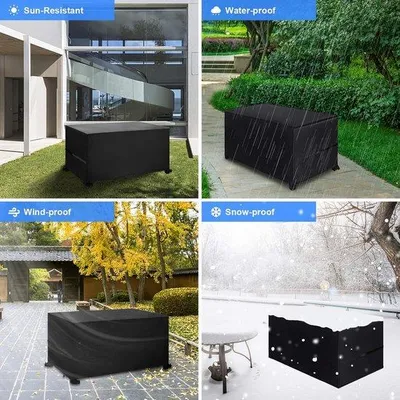 Produktbild von Famanu Abdeckung für Gartenmöbel, Wasserfest, 420D Oxford-Gewebe, Winddicht, Schwarz - 170 x 94 x 70 cm
