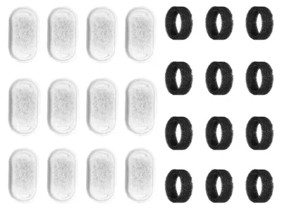 Productafbeelding van Vervangingsfilters voor drinkfonteinen, 24 stuks: schuimfilters + actieve koolfilters voor kattenfonteinen (wit)