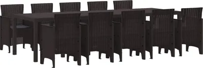 Immagine prodotto di Set da Pranzo per Giardino 11 pcs Marrone e Antracite Rattan