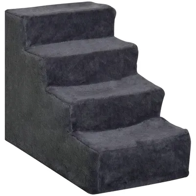 Immagine prodotto di Scala per cani con 4 gradini e rivestimento lavabile | Colore: Grigio | Dimensioni: 35x60x44 cm