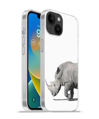 Produktbild von MuchoWow® Handyhülle Schutzhülle Hülle für Apple iPhone 14 - Softcase Rhinozeros - Tiere - Weiß Silikon Softcase Handy Hülle - Mobiltelefonhülle