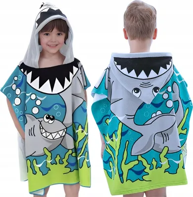 Produktbild von Kinder Badeponcho mit Kapuze 120x60 cm – Schnelltrocknendes Strandhandtuch für Kinder