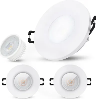Produktbild von SSC-LUXon 3er Set BEDA Einbauleuchte LED flach IP65 mit LED tauschbar 4W neutralweiß - Bad Einbaulampe weiß 230V Dusche Bad