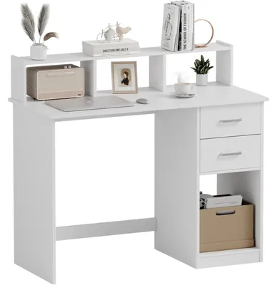 Obrázek produktu pro Psací stůl se zásuvkami a policí, rozměry 105 x 48 x 94 cm, bílá barva