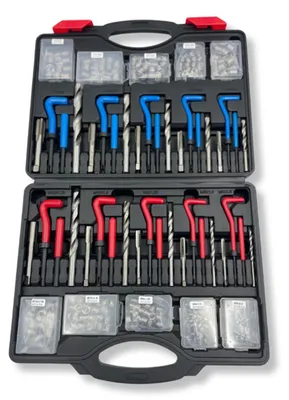 Immagine prodotto di Kit-set riparazione filettatura, attrezzi ripristino filetti M5–M12 e 1/4"–1/2", inserto compatibile, utensili manuali per auto ,314 pezzi
