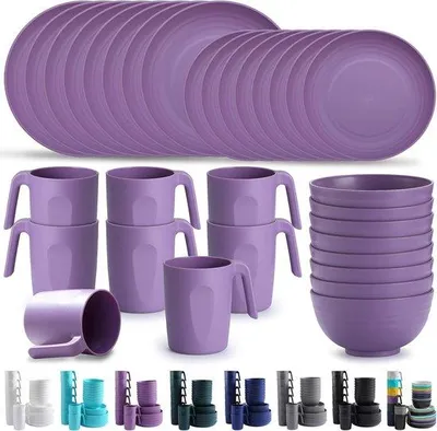 Produktbild von Reinigbares 32-teiliges Servierset, leicht, BPA-frei, Mikrowellenfest, für 8 Personen