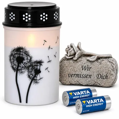 Produktbild von LED Grablicht weiß mit Batterie, Grabkerze, Grabschmuck, lange Brenndauer 6