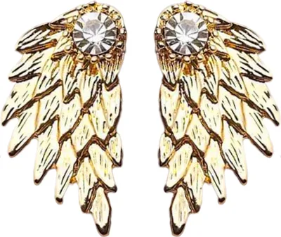 Produktbild von Frauen Vintage Engel Flügel Strass Ohr Jacke Ohrringe Piercing Schmuck Geschenk-Golden