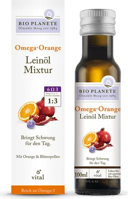 Produktbild von OMEGA ORANGE – MISCHUNG MIT LEINÖL (BLÜTENSTAUB, ORANGE)  100 ml –  PLANETE
