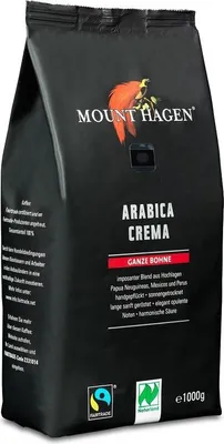 Obrázok produktu pre KÁVOVÉ ZRNKY ARABICA 100% CREMA FAIR TRADE1 kg - MOUNT HAGEN