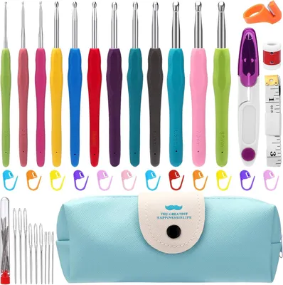 Productafbeelding van Haaknaaldenset met 11 naalden en 29 accessoires, inclusief opbergtas