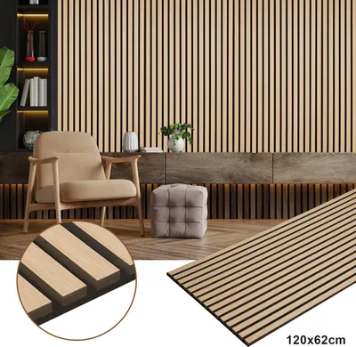 Immagine prodotto di TolleTour Pannello acustico pannello a parete Pannelli a parete moderni Pannelli a parete acustici in legno 2 pannelli Pannelli a parete in MDF 120x60x2,1cm legno di quercia