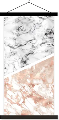 Produktbild von MuchoWow® Textilposter Marmor - Rosa - Abstrakt - Luxus 40x80 cm mit schwarzem Rahmen - Wandemalerei