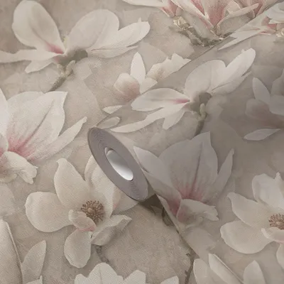 Produktbild von Blumentapete Magnolien Beige Rosé - Vliestapete floral romantisch - Mustertapete zart AS-Creation (KG-174805)