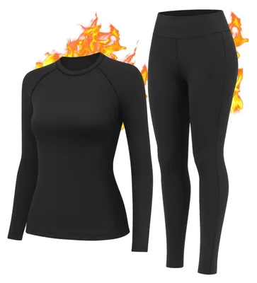 Produktbild von Thermo-Unterwäsche Damen, extra warm – Ski-Unterwäsche – Funktionsunterwäsche – Atmungsaktive Unterwäsche – Set – Weiche Innenfütterung