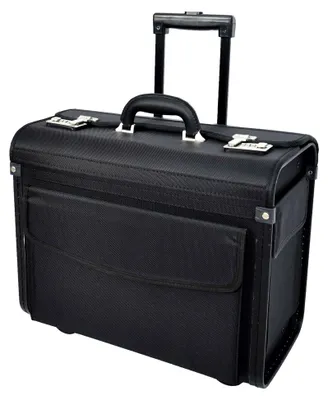 Produktbild von Pilotenkoffer mit Rollen, schwarze Aktentasche aus ballistischem Nylon, Kabinengröße, Business-Reisetasche