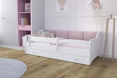 Obrázok produktu pre Detská postieľka ERYK so zásuvkou a bočnicou 160x80, ružový panel