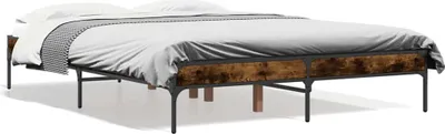 Immagine prodotto di vidaXL Struttura letto in rovere affumicato 135x190 cm Materiale a base di legno e metallo