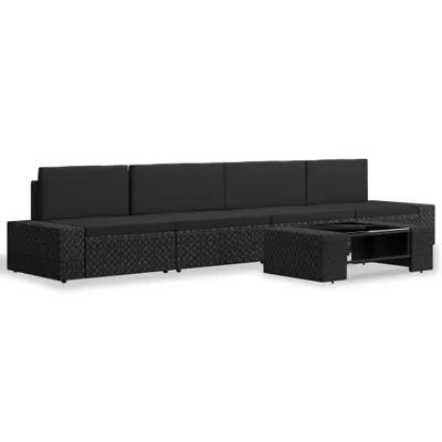 Immagine prodotto di set 5 pezzi da giardino in poly rattan nero
