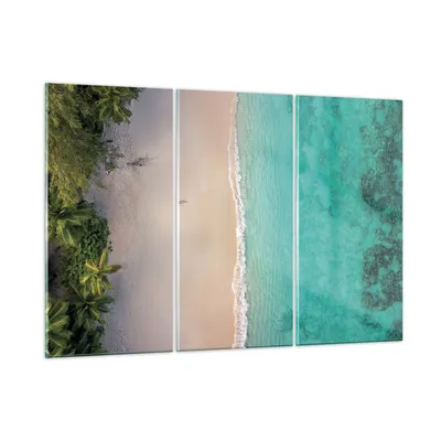 Produktbild von Bilder auf glas - 3 Teile - Strand Tropen Rand - 105x70cm - Glasbilder - Wandbilder - Bilder - zum Aufhängen bereit - Wanddekoration aus Glas - Glas Bilder - Wandbild auf Glas - GCE105x70-5000