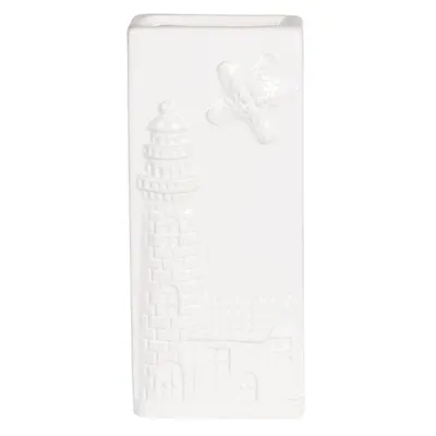 Produktbild von Clayre & Eef Heizkörperbefeuchter 8*4*18 cm Weiß Keramik Rechteckig Leuchtturm Wasserverdunster Heizkörperwannen Wasserverdampfer für Heizung