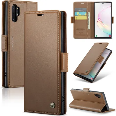 Obrázek produktu pro Galaxy Note 10+ Pouzdro, RFID Blokování Karet, Pokročilé Flip Kožené Pouzdro s Funkcí Stojánku pro Samsung Galaxy Note 10+ / Note 10 Plus Hnědý