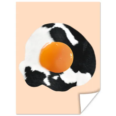 Produktbild von MuchoWow® Poster Ei - Lebensmittel - Kuhdruck - Tiere 120x160 cm - Wandbilder