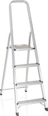 Obrázek produktu pro hjh OFFICE skládací žebřík 4 stupně SOLID II hliníkový skládací žebřík, štafle, žebřík pro domácnost, nosnost do 150 kg