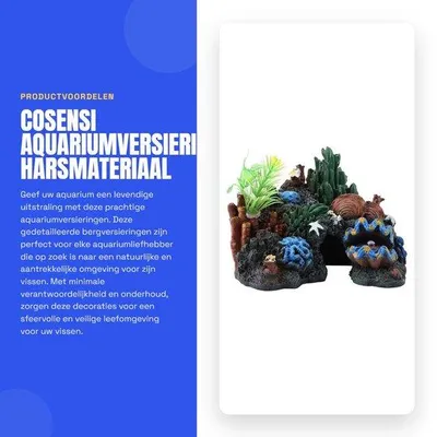 Obrázek produktu pro Dekorace do akvária – Pryskyřičný materiál – Dekorace do akvária/Úkryt – Dekorace – Bezpečné pro ryby – Vhodné pro sladkovodní i mořská akvária – 13x8x9,5 cm – Dekorace do akvária