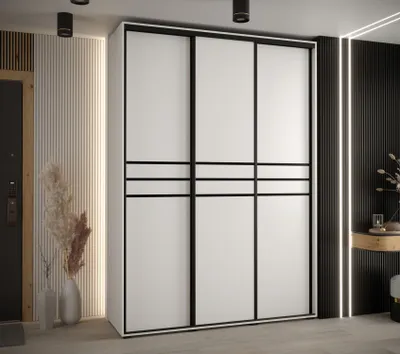 Obrázek produktu pro Šatní skříň YVONA 10 - 180/45 cm, bílá / černá