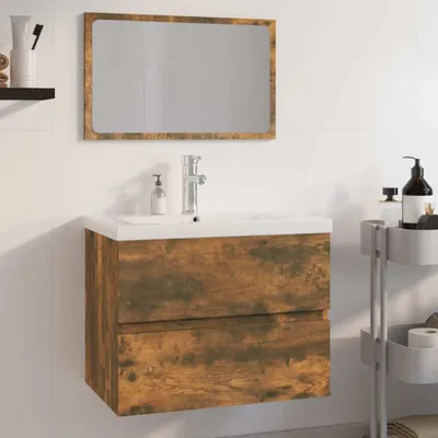 Produktbild von The Living Store Badmöbel-Set Räuchereiche Holzwerkstoff