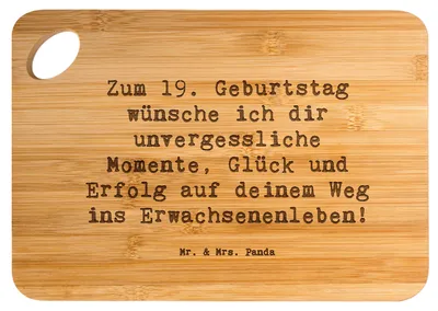 Produktbild von Mr. & Mrs. Panda Holzbrett Spruch 19. Geburtstag Wünsche - Transparent - Geschenk, Erwachsenenleben, Geburtstagsgeschenk, Brett, Happy Birthday, Geburtstagsgeschenke