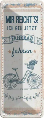 Produktbild von vianmo Blechschild 27x10 cm Mir reicht´s ich geh Fahrrad fahren Spruch Zitat