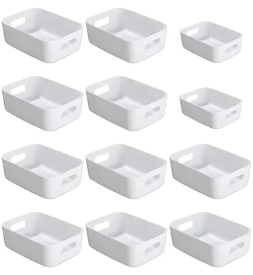 Aufbewahrungsboxen, 12er-Set, Kunststoff, 24,5x18x10 cm, weiß