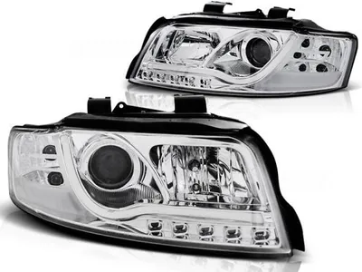 Obrázek produktu pro LED světlomety s designem denních světel, vhodné pro Audi A4 B6 (2000–2004), chrom