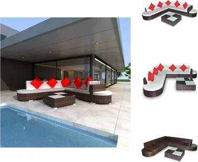 Produktbild von vidaXL 8-tlg. Garten-Lounge-Set mit Auflagen Poly Rattan Braun -  Gartenmöbel-Sets