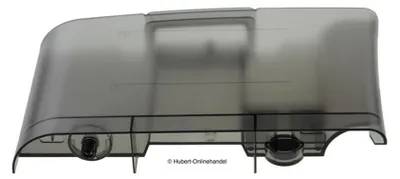 A transparent gray water tank for a coffee machine, shown from a side-front angle.
