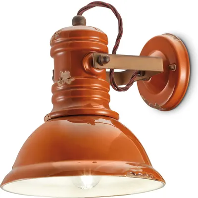 Produktbild von Spot Metall Keramik E27 verstellbar Orange Shabby Antik Rostbraun Vintage Keramiklampe