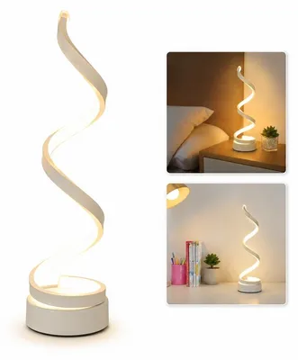 Produktbild von LED-Tischlampe Spiral, 3 Farbtemperaturen, 4 Helligkeitsstufen, USB, Nachttischlampe für Schlafzimmer & Büro, Weiß