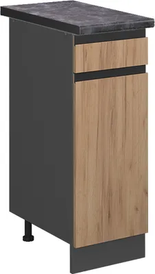 Image de Meuble cuisine Vicco R-Line Chêne de force doré 30cm  J-Shape, PT Anthracite, Model 46379