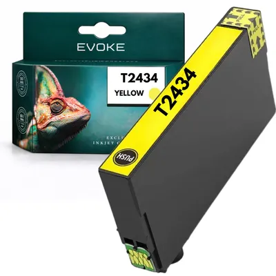 Obrázek produktu pro Kazeta Evoke-Patronen, kompatibilní s tiskárnami Epson T2434 C13T24344010 / 4012, barva: žlutá, objem: 15 ml, kompatibilní s modely XP750, XP760, XP850, XP851, XP860, XP950 a XP960
