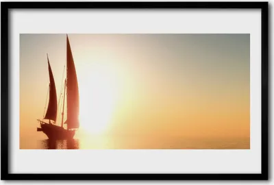 Produktbild von Bild 60x40 MDF-Rahmen Wandkunst Boot Meer, Sonne, Landschaft