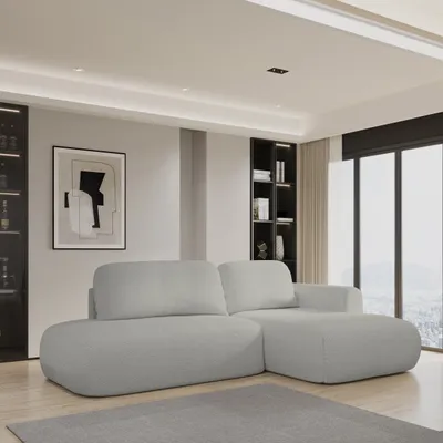 Produktbild von Masseno Ecksofa NUVIRA R-S mit Schlaffunktion L-Form, Sofa mit Bettkasten, Wohnzimmersofa, Couch, Soffa, Bettsofa, Couchgarnitur- Hellgrau, QUELLE 83