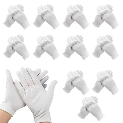 Produktbild von 12 Paar Baumwollhandschuhe Weiß Größe M