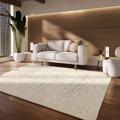 Produktbild von Teppich Wohnzimmer Kurzflor Skandinavisches Design Einfarbig Abstrakt 3D Beige Grösse 160x230 cm