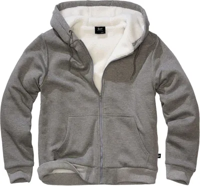 Image de Veste sweat avec doublure en peluche gris foncé chiné, XL
