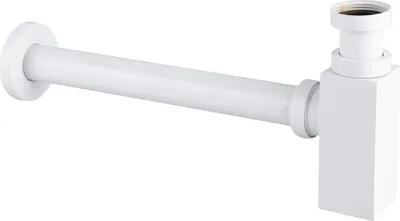 Produktbild von Balneo Universal Siphon für Waschbecken & Waschtisch Messing G1 1/4 quadratisch weiß
