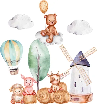Produktbild von Wandtattoo Bauernhof, mit umweltfreundlichen, geruchsneutralen Druckfarben - Wandsticker, Wandaufkleber Kinder 150 x 250 cm